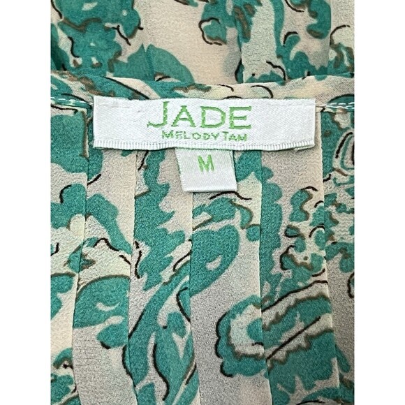 Jade Melody Tam Mixed Media Boho Peasant Top Blouse Sz M Lightweight Semi‎ Sheer - Picture 8 of 10